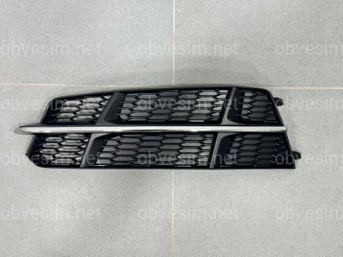 Решетка в бампер ЛЕВАЯ CHROME S Line - AUDI A6 С7 2015-2017 4G0807681AN / 4G0807647B
