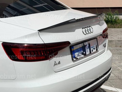 Спойлер лип стиль M4 для Audi A4 B9 2015-2023 ABS пластик, цвет черный глянец
