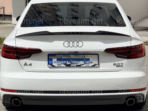 Спойлер лип стиль M4 для Audi A4 B9 2015-2023 ABS пластик, цвет черный глянец