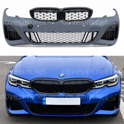 Бампер передний с решеткой M340i Shadowline BMW 3 series G20 2018-2022