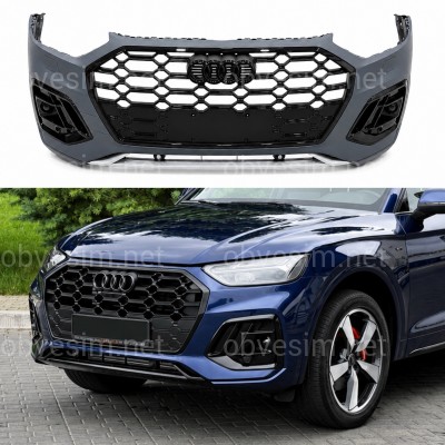 Бампер передний в сборе S-Line BLACK для Audi Q5 2021-2024