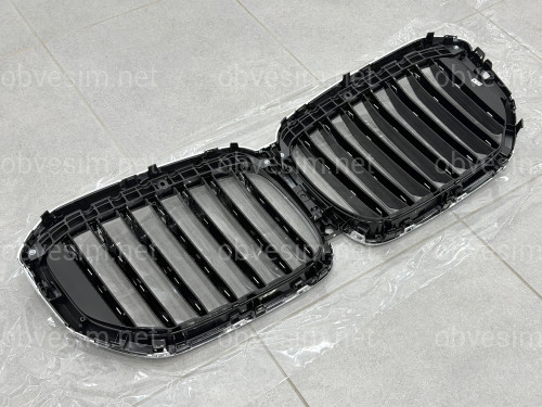 Решетка ноздри BMW X5 G05 LCI 2023- под камеру МАТОВЫЙ ХРОМ
