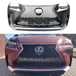 Бампер передний F-Sport Lexus NX 2014-2016 (бампер, юбка, решетка, хром)