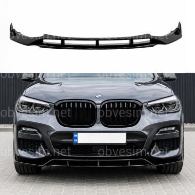Юбка переднего бампера M-Performance для BMW X3 G01 / X4 G02 2018-2021 ABS пластик, черный глянец