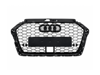 Решетка радиатора стиль RS3 BLACK ПОД РАДАР для Audi A3 2017-2020