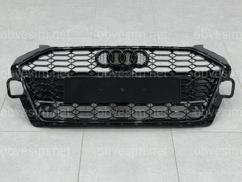 Решетка радиатора в стиле RS4 BLACK для Audi A4 2020-2023