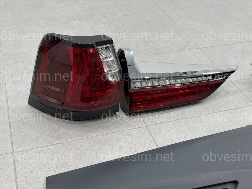 Задние фонари рестайлинг 2016+ с накладкой ляды для Lexus LX 570 2007-2015