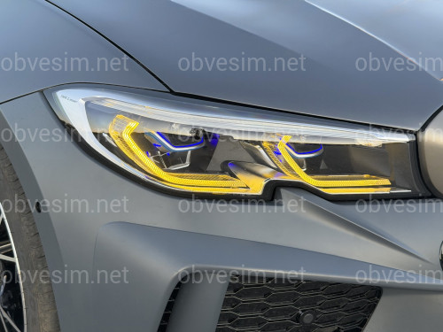 Фары Laser BMW 3 series G20 / G21 2018-2022, 2 РЕЖИМА ДХО БЕЛЫЕ / ЖЕЛТЫЕ