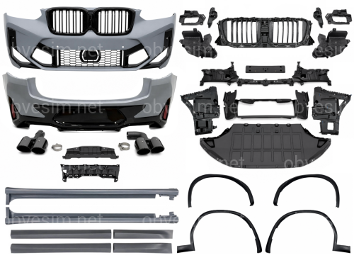Обвес X4M F98 LCI для BMW X4 G02 F98 2022-2024 (бампера в сборе, арки, пороги, молдинги, вых. трубы)