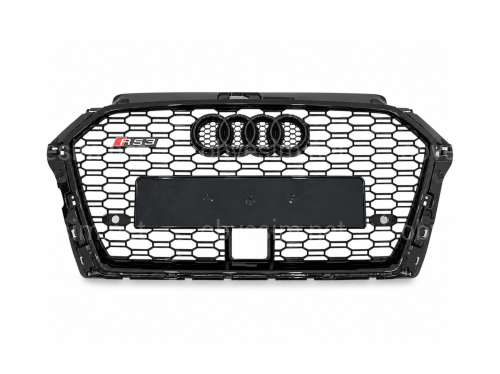 Решетка радиатора стиль RS3 BLACK ПОД РАДАР для Audi A3 2017-2020
