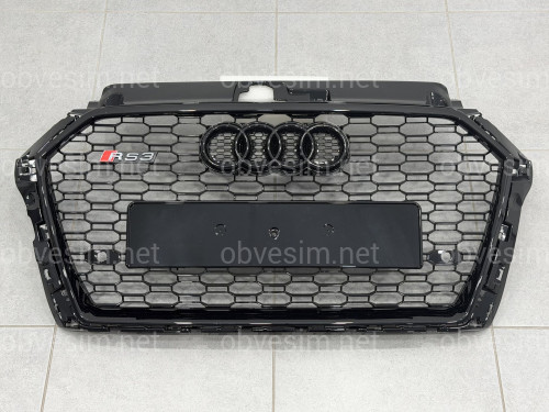 Решетка радиатора стиль RS3 BLACK для Audi A3 2017-2020