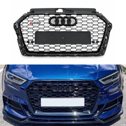 Решетка радиатора стиль RS3 BLACK для Audi A3 2017-2020
