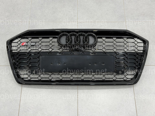 Решетка радиатора стиль RS6 BLACK для Audi A6 C8 2018+
