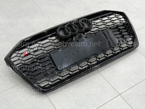 Решетка радиатора стиль RS6 BLACK для Audi A6 C8 2018+