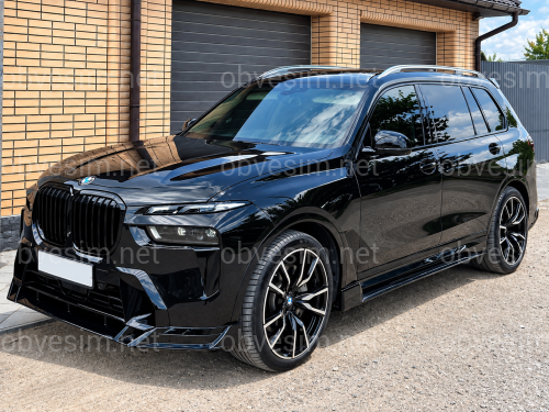 Лезвия под пороги M Paket BMW X7 G07 2019+ 2шт. черный глянец