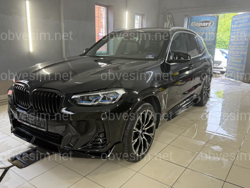 Лезвия под пороги Paradigma BMW X3 G01 X3M F97 / X4 G02 F98 2018-2024 2шт. ABS пластик, цвет черный глянец