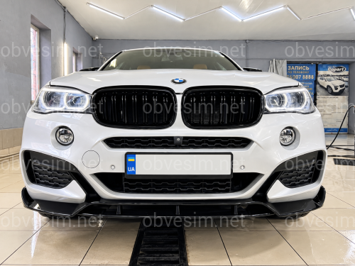 Юбка переднего бампера Paradigma BMW X6 F16 2013-2018, цвет черный глянец