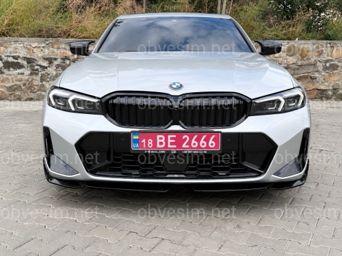 Юбка накладка переднего бампера BMW 3 series G20 G21 LCI 2022+ черный глянец