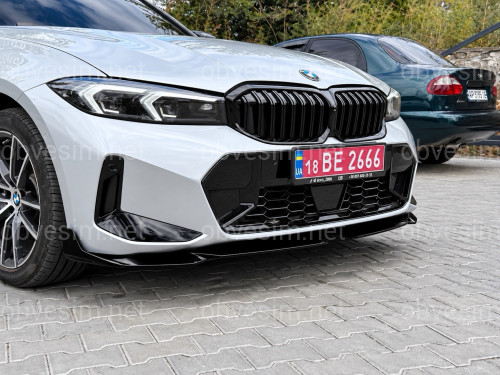 Юбка накладка переднего бампера BMW 3 series G20 G21 LCI 2022+ черный глянец
