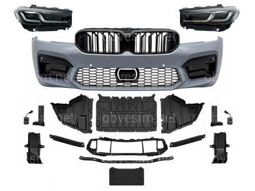 Комплект рестайлинга передней части в стиле M5 LCI 2020+ для BMW 5 series G30 G31 2016-2020 с фарами Shadow Line