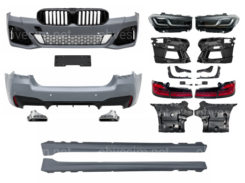 Комплект обвеса рестайлинг M paket LCI 2020+ для BMW 5 series G30 2016-2020 с фарами Shadow Line