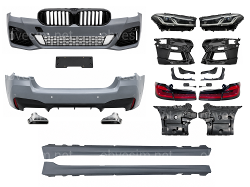 Комплект обвеса рестайлинг M paket LCI 2020+ для BMW 5 series G30 2016-2020 с фарами BMW LED