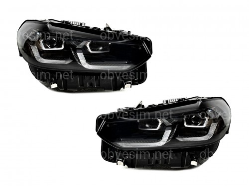 Фары Shadow Line LCI 2022+ рестайлинг взамен дорестайлинговых BMW X3 G01 X4 G02 2018-2021 2шт. с заменой бампера на 2022-2024