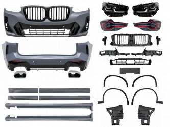Обвес комплект рестайлинга М пакет LCI 2022+ для BMW X3 G01 2018-2021 с фарами Shadow Line