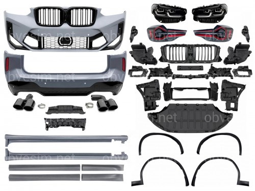 Обвес комплект рестайлинга X3M F97 LCI 2022+ для BMW X3 G01 2018-2021 с фарами Shadow Line