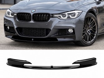 ЦЕЛЬНАЯ! Юбка переднего бампера M пакет BMW 3 series F30 F31 2012-2018 абс пластик, черный глянец 
