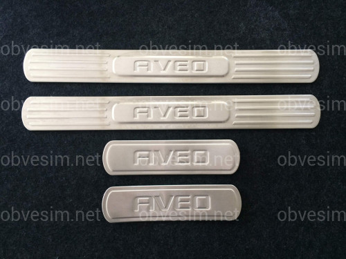 Накладки на пороги Chevrolet Aveo T300 2012- (нержавеющая сталь)