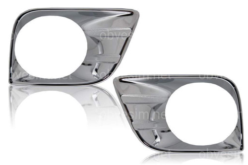 Хром накладки на передние противотуманные фары Toyota Land Cruiser Prado 150 2009-2013 хромированный пластик