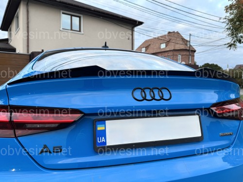 Спойлер лип стиль M4 для Audi A5 B9 2016-2023 ABS пластик, колір чорний глянець
