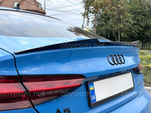 Спойлер лип стиль M4 для Audi A5 B9 2016-2023 ABS пластик, колір чорний глянець