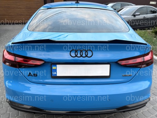 Спойлер лип стиль M4 для Audi A5 B9 2016-2023 ABS пластик, колір чорний глянець