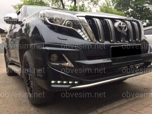 Спідниця переднього бампера Modelista LED Toyota Land Cruiser Prado 150 2013+ ABS чорний колір