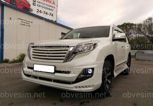 Спідниця переднього бампера Modelista LED Toyota Land Cruiser Prado 150 2013+ ABS чорний колір