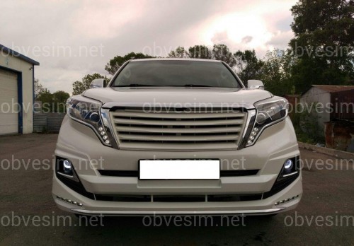 Спідниця переднього бампера Modelista LED Toyota Land Cruiser Prado 150 2013+ ABS чорний колір