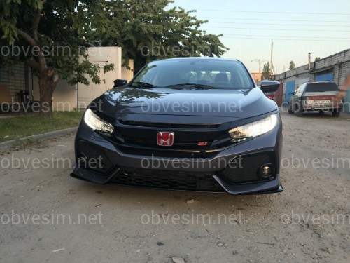 Решітка радіатора SI для Honda Civic 4D тІльки SI / 5D 2016 - з віями, чорний колір (без емблеми)