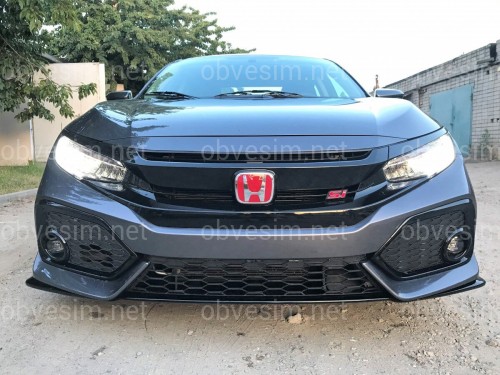 Решітка радіатора SI для Honda Civic 4D тІльки SI / 5D 2016 - з віями, чорний колір (без емблеми)
