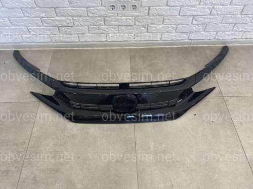 Решітка радіатора SI для Honda Civic 4D тІльки SI / 5D 2016 - з віями, чорний колір (без емблеми)