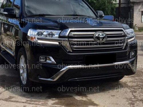 Обвіс спідниця переднього бампера Executive Toyota Land Cruiser 200 2016 колір чорний