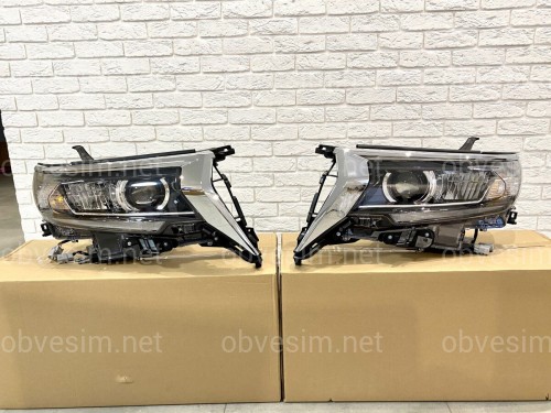 Фари Full Led Toyota Land Cruiser Prado 150 рестайлінг 2018+ (ліва+права) замість галогену, в комплекті з віями