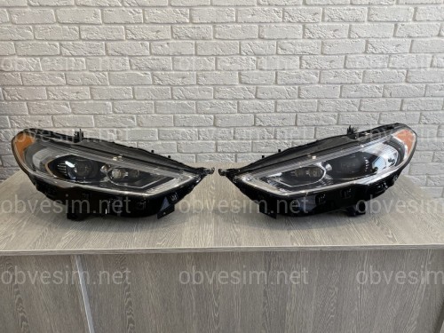 Передні LED фари Ford Fusion USA 2017-2021 (жовтий габарит)