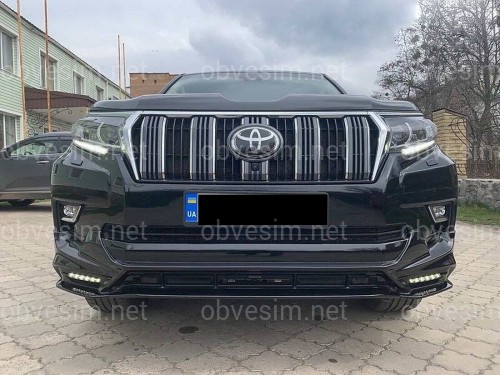 Спідниця переднього бампера TRD Toyota Land Cruiser Prado 150 2017+ колір чорний