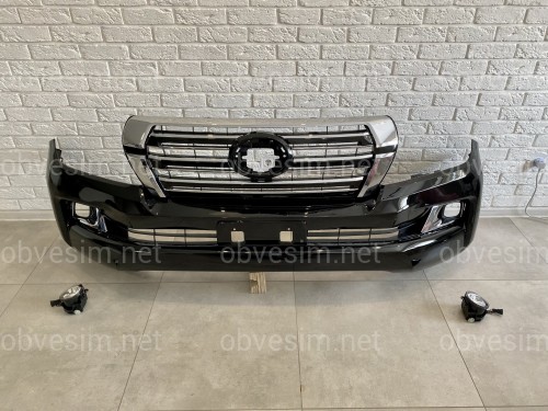 Бампер у зборі Toyota Land Cruiser 200 2007-2015 у стилі рестайлінг 2016+ колір чорний 202