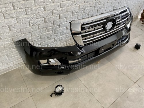 Бампер у зборі Toyota Land Cruiser 200 2007-2015 у стилі рестайлінг 2016+ колір чорний 202