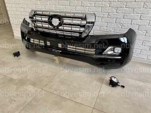 Бампер у зборі Toyota Land Cruiser 200 2007-2015 у стилі рестайлінг 2016+ колір чорний 202