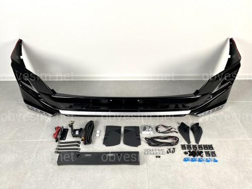 Спідниця переднього бампера Modelista LED Toyota Land Cruiser Prado 150 2013+ ABS чорний колір
