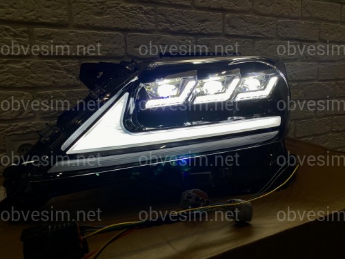 Фари Full LED 3 лінзи Lexus LX 570 2012-2015 у стилі рестайлінг 2016
